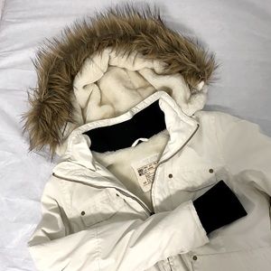 Garage Cream White Furry Snow Jacket